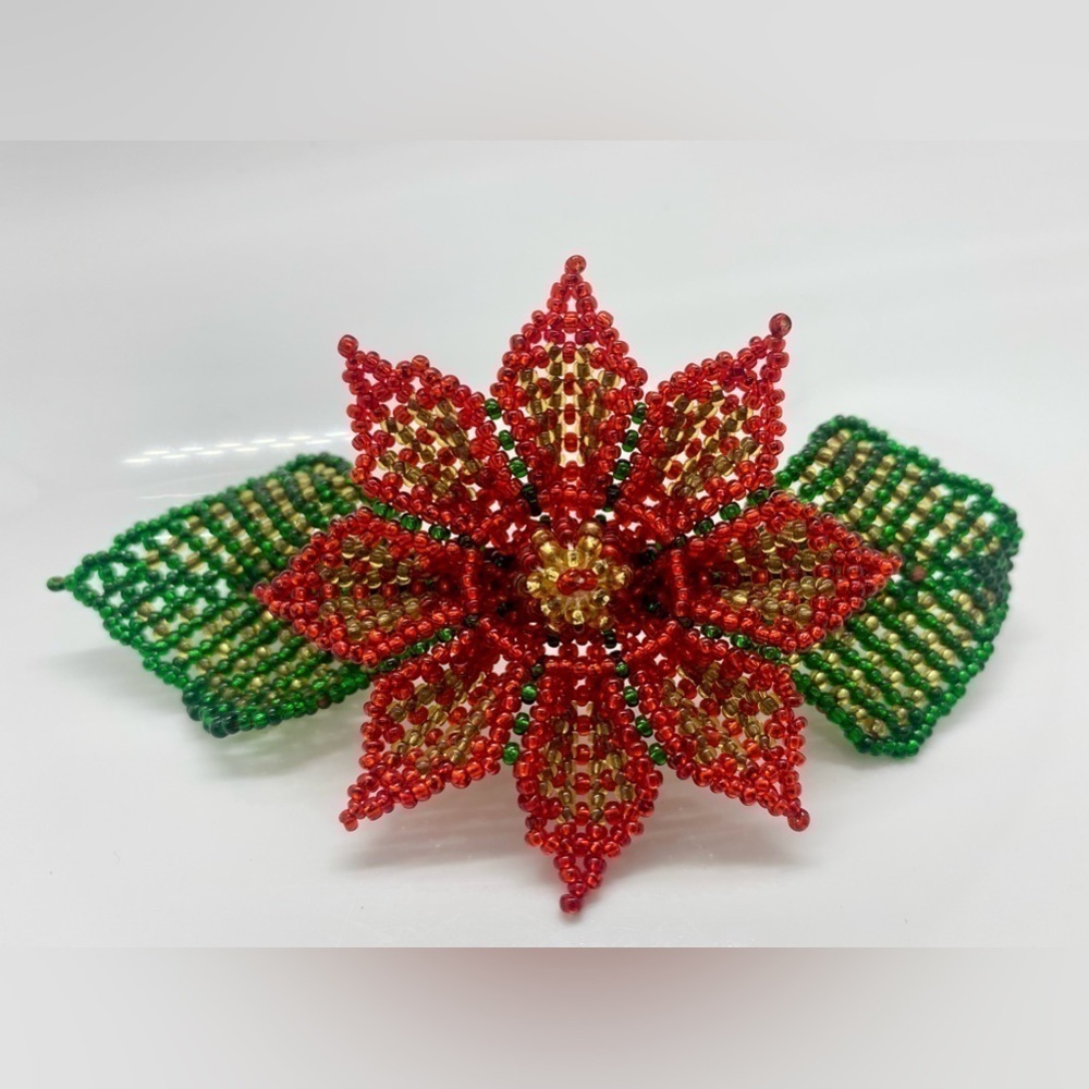 Handmade Artisan by Huicholes Mexican Beaded Flower Hair Barrett
